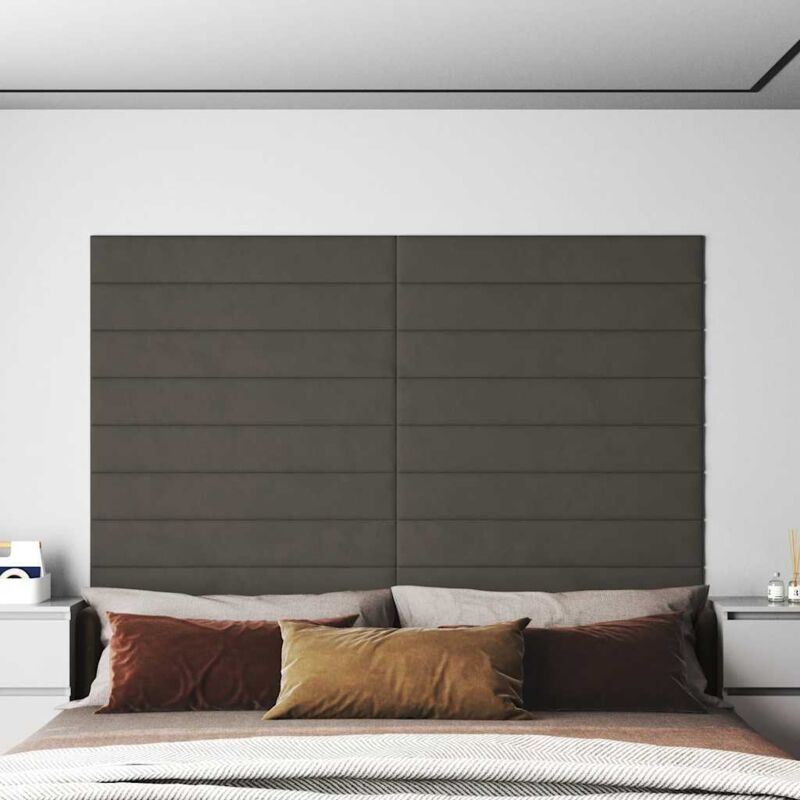 foto del prodotto pannelli murali 12 pz grigio scuro 90x15 cm velluto 1,62 m vidaxl