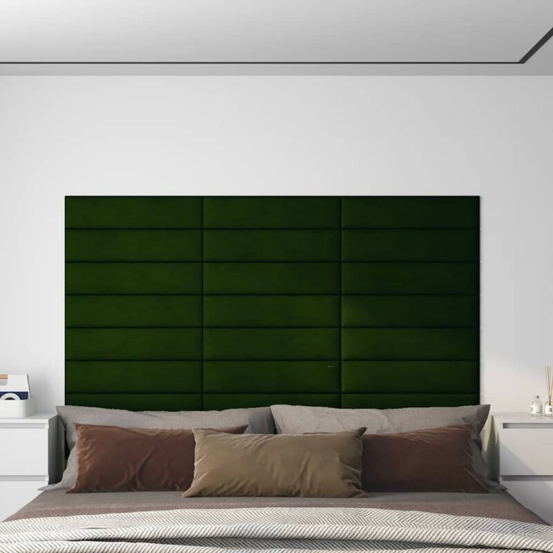 foto del prodotto pannelli murali 12 pz verde scuro 60x15 cm velluto 1,08 m vidaxl