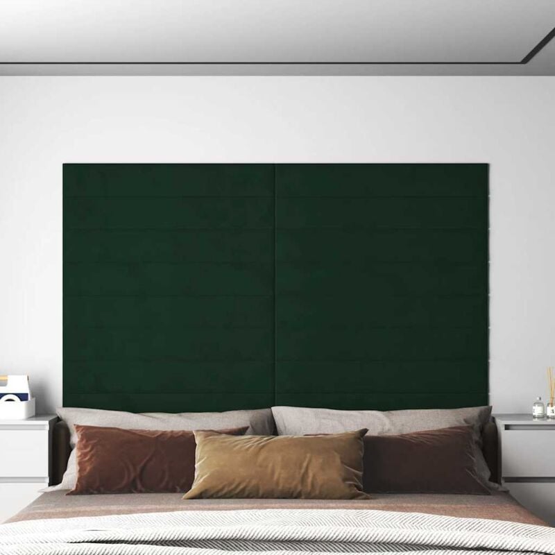 foto del prodotto pannelli murali 12 pz verde scuro 90x15 cm velluto 1,62 m² - vidaxl