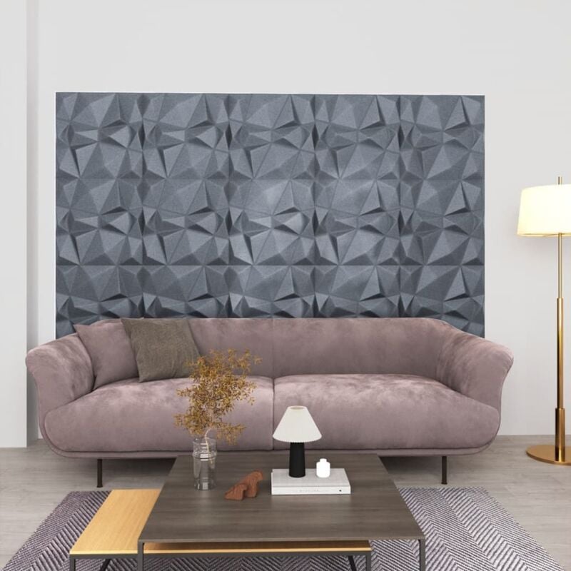 foto del prodotto pannelli murali 3d 12 pz 50x50 cm grigi a diamante 3 m vidaxl