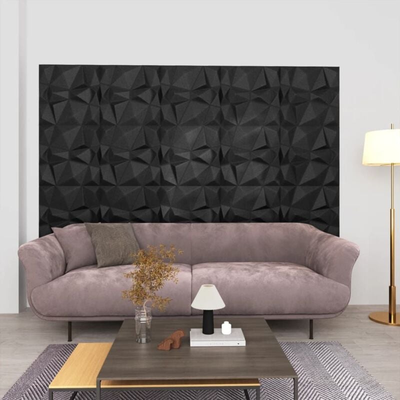 foto del prodotto pannelli murali 3d 24 pz 50x50 cm neri a diamante 6 m vidaxl