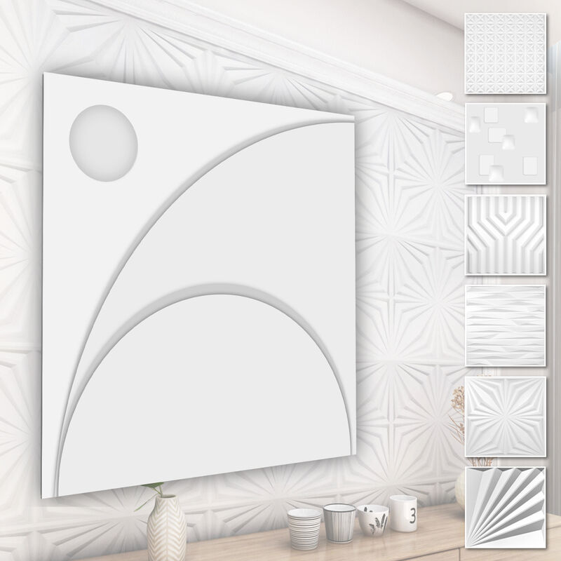 foto del prodotto pannelli murali 3d in plastica pvc rivestimento murale bianco con aspetto 3d motivi astratti 3 mq 12 pannelli, hd129