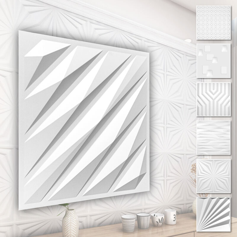 foto del prodotto pannelli murali 3d in plastica pvc rivestimento murale bianco con aspetto 3d motivi astratti 5 mq 20 pannelli, hd136
