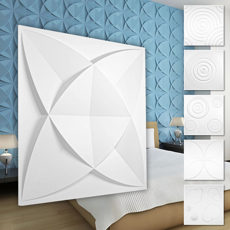 foto del prodotto pannelli murali 3d plastica pvc rivestimento murale bianco con aspetto 3d motivi a ghirigori 1 pannello campione, hd112