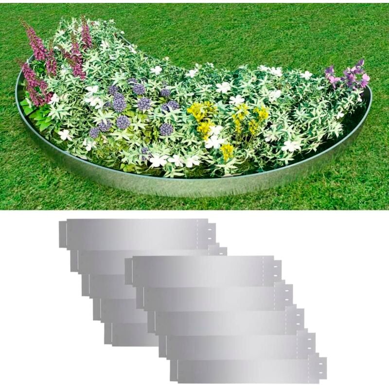 foto del prodotto pannelli recinzione per prato 10 pz acciaio zincato 100x20 cm vidaxl