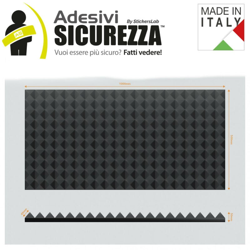 foto del prodotto pannello acustico fonoassorbente insonorizzante piramidale ignifugo packaging 100x50x3,5cm 0,5m 