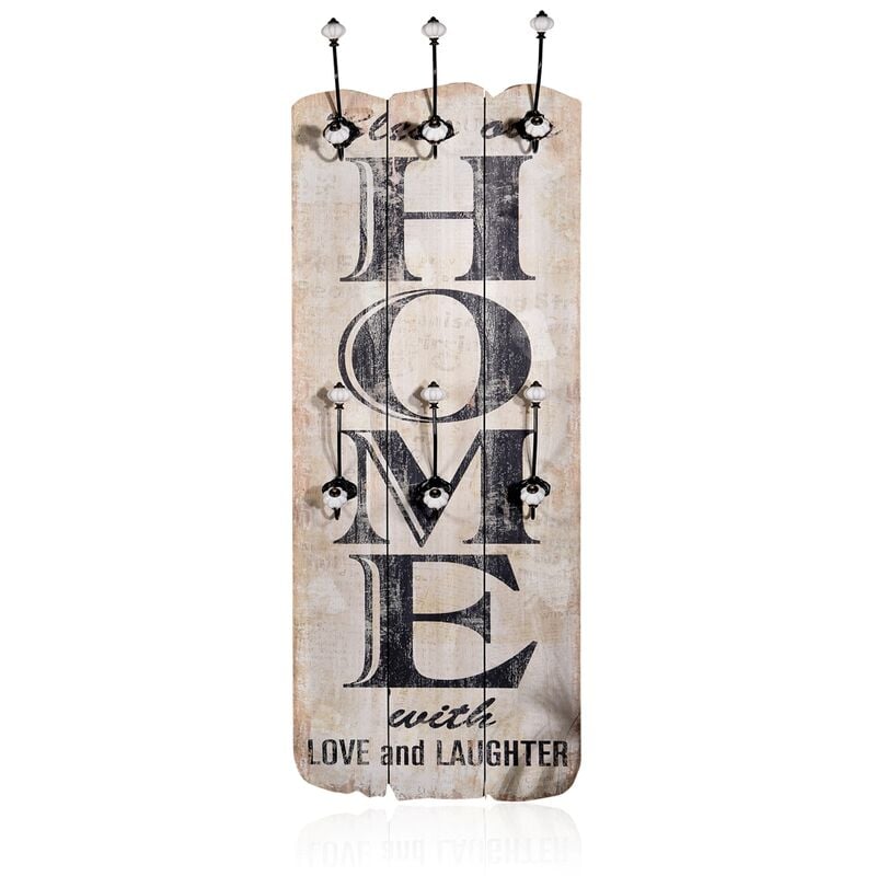 foto del prodotto pannello armadio melko home 6 ganci appendiabiti in legno 100x40 shabby