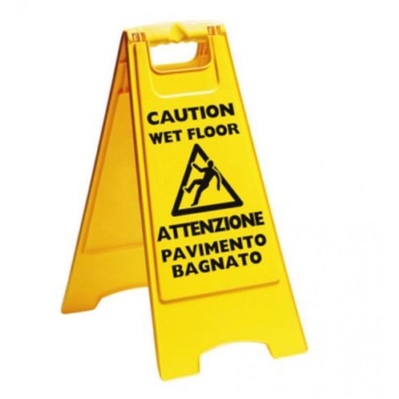 foto del prodotto pannello attenzione pavimento bagnato colore giallo