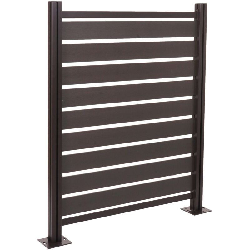 foto del prodotto pannello base recinzione fendivista bidoni box rifiuti hhg 946 alluminio aspetto legno 130x110x6cm antracite