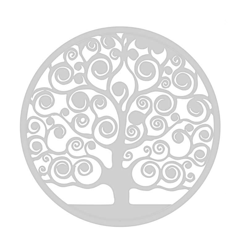 foto del prodotto pannello deorativo tondo in metallo 40 cm albero della vita bianco