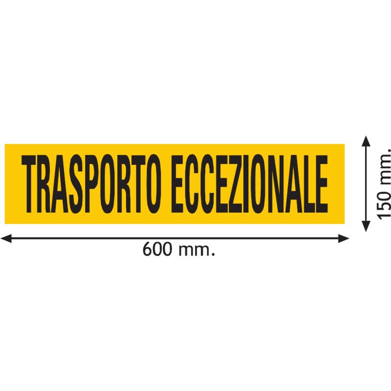 foto del prodotto pannello di pericolo per trasporto carichi pesanti trasporto eccezionale rifrangente classe 2 misura 600x150mm 60x15cm 