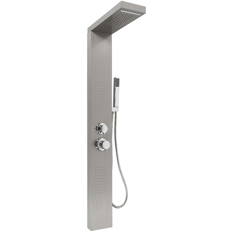 foto del prodotto pannello doccia acciaio inox,colonna doccia idromassaggio,con doccetta in acciaio inox spazzolato