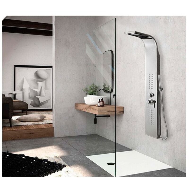 foto del prodotto pannello doccia in acciaio inox cromato con quattro funzioni miami feridras