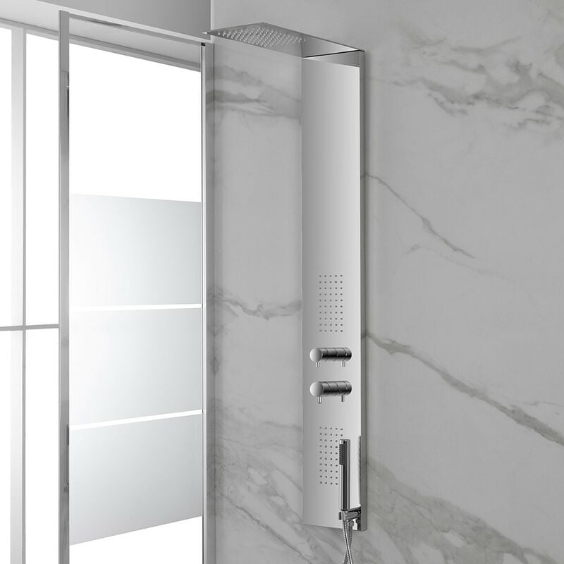 foto del prodotto pannello doccia in acciaio inox ultraslim con finitura a specchio