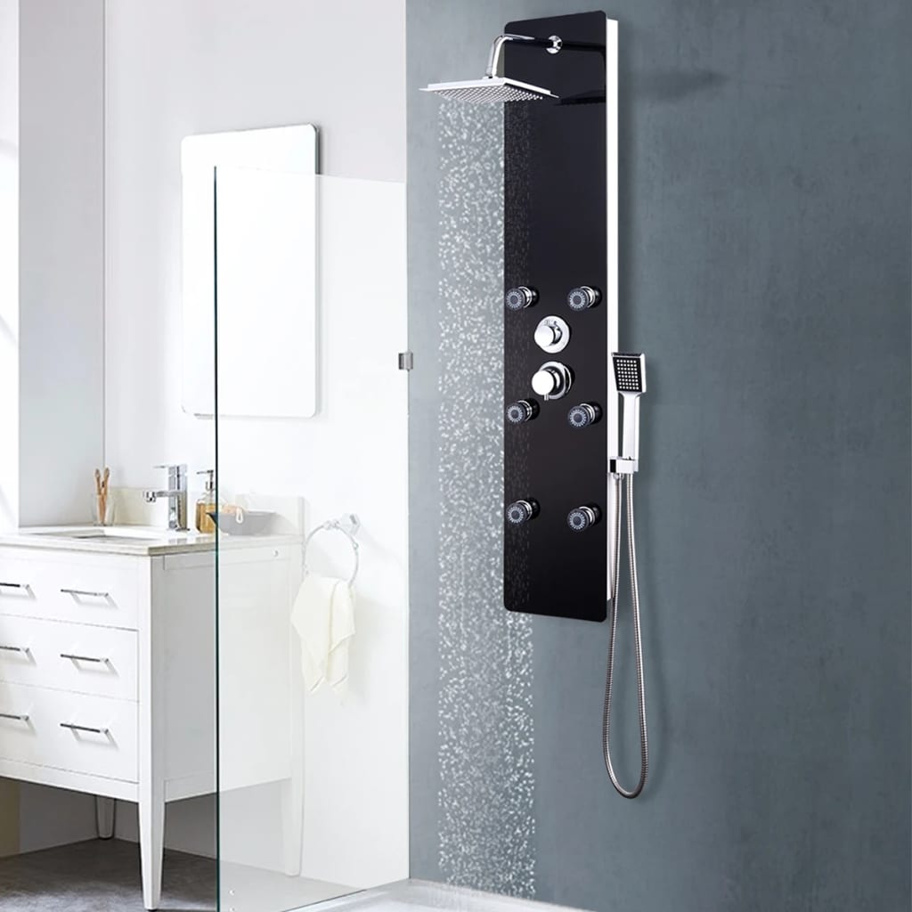 foto del prodotto pannello doccia in vetro 25x44,6x130 cm nero vidaxl