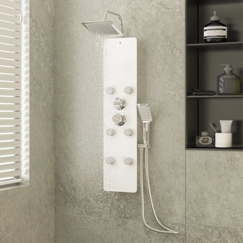 foto del prodotto pannello doccia in vetro 25x47,5x130 cm bianco vidaxl