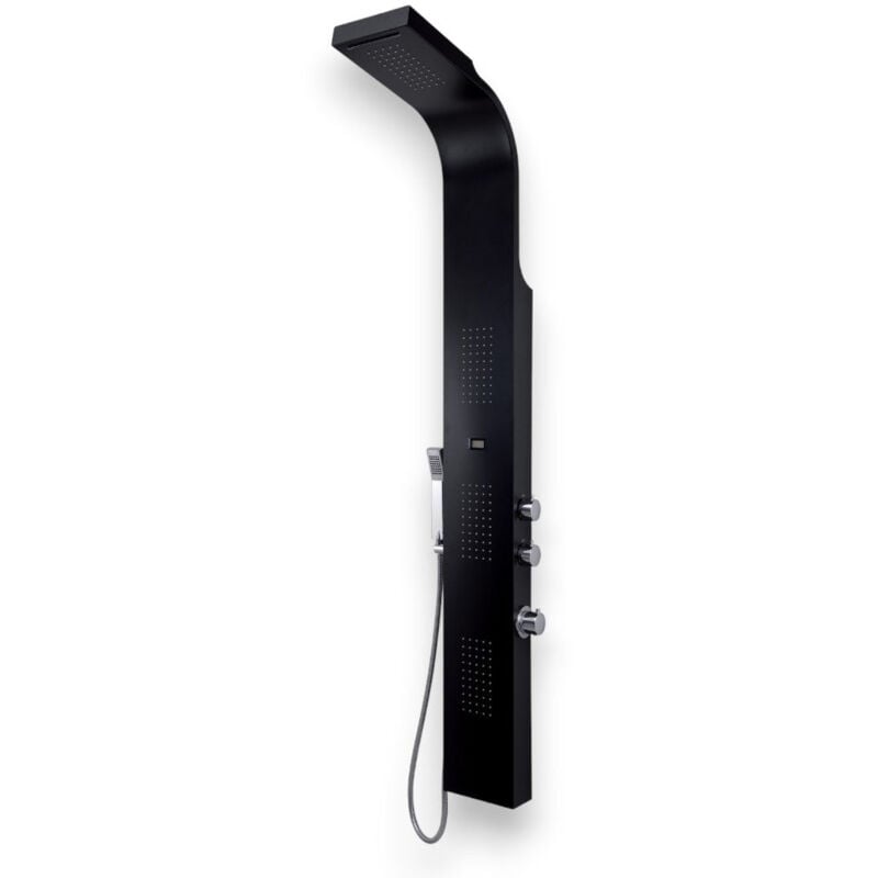 foto del prodotto pannello doccia multifunzione in acciaio inox nero h166 cm con getto a cascata e miscelatore termostatico spa 01