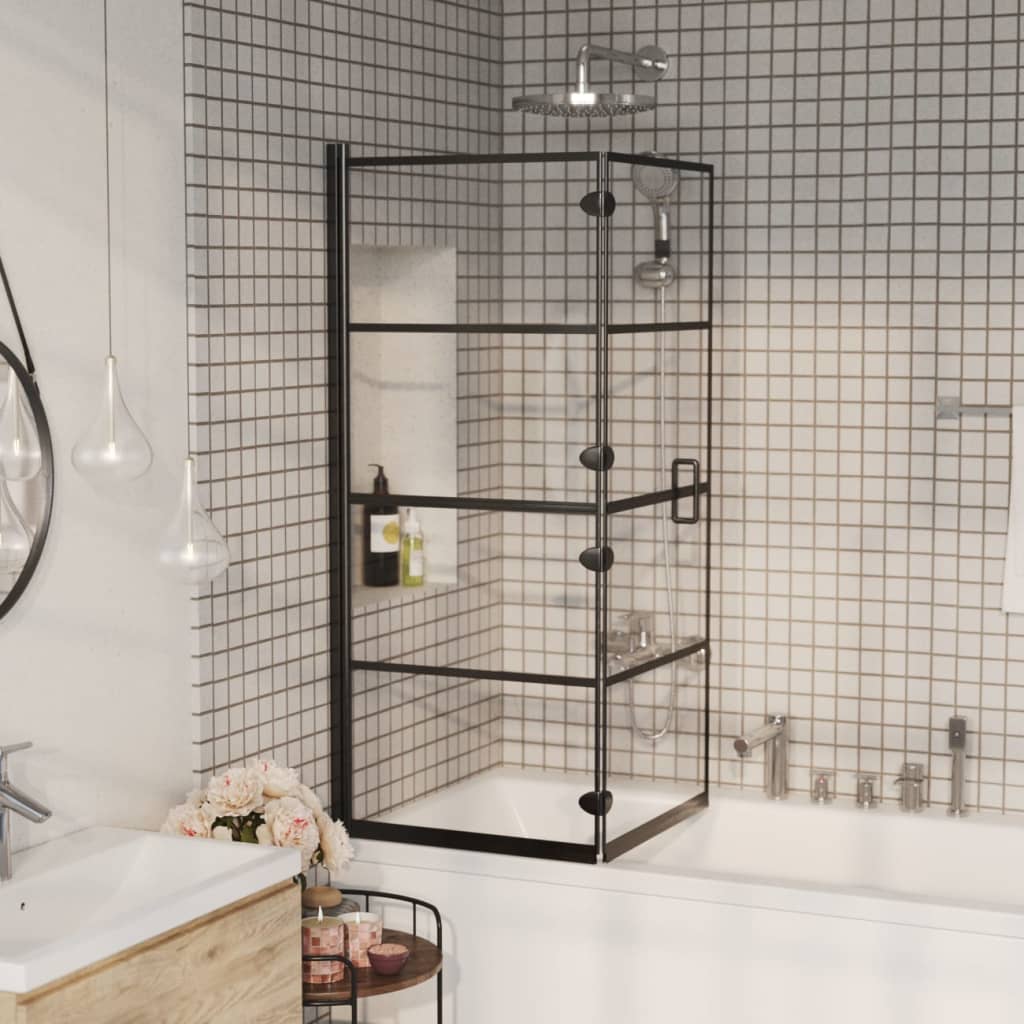 foto del prodotto pannello doccia pieghevole in esg 120x140 cm nero cod mxl 39366