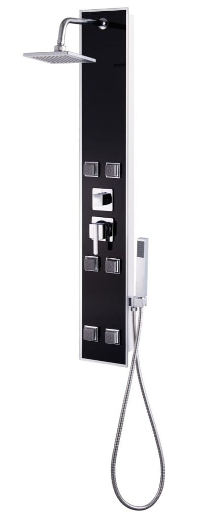 foto del prodotto pannello doccia soffione doccia vetro acciaio inox 120 cm nero 02 0003432