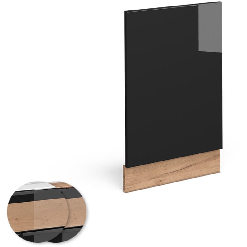 foto del prodotto pannello frontale fame line, rovere nero lucido, 45 cm senza piano di lavoro vicco