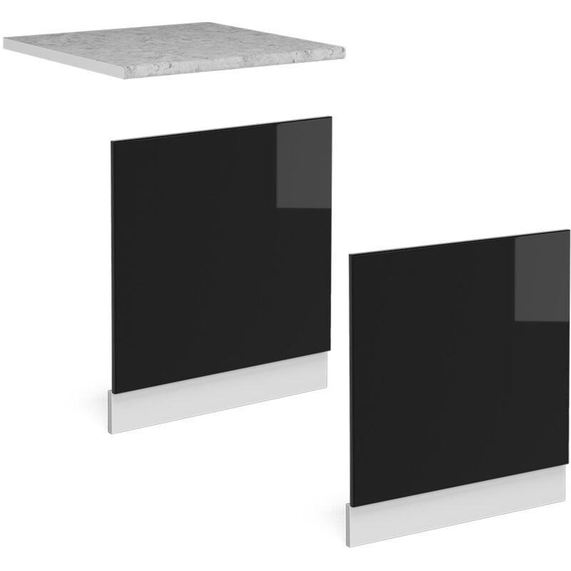 foto del prodotto pannello frontale r line, nero lucido, 60 cm senza piano di lavoro, vicco