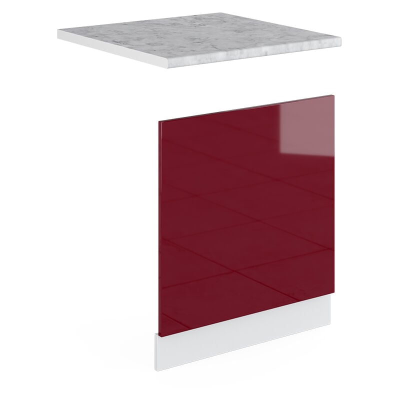 foto del prodotto pannello frontale r line, rosso bordeaux lucido, 60 cm senza piano di lavoro vicco