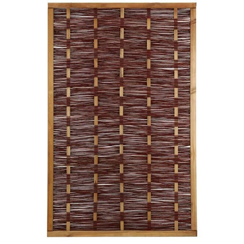 foto del prodotto pannello grigliato in legno di pino naturale con salice intrecciato barriera per recinzioni 115 x h 180 cm