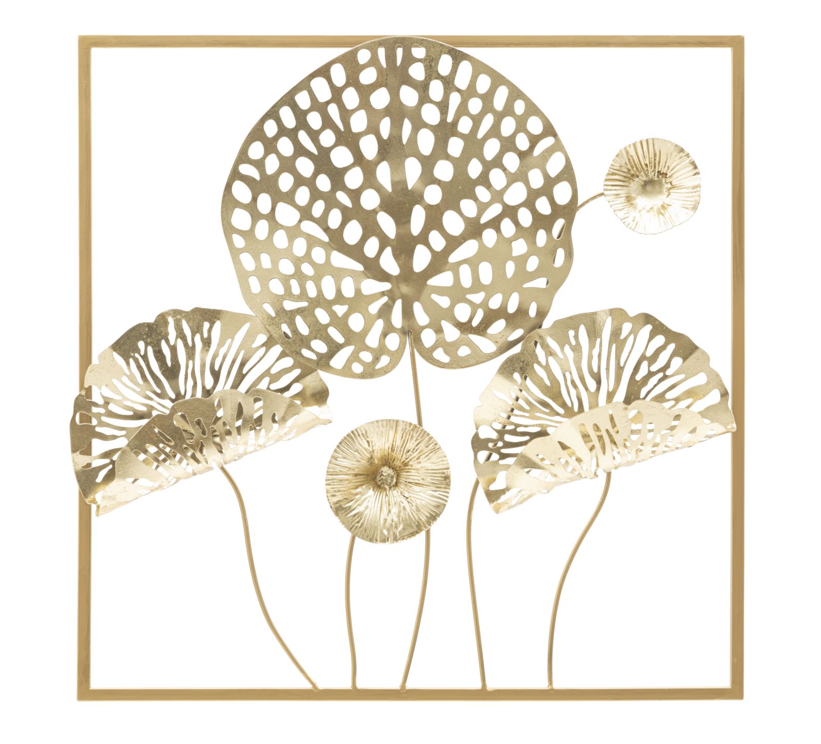 foto del prodotto pannello in ferro gold flowers cm 50x5x50