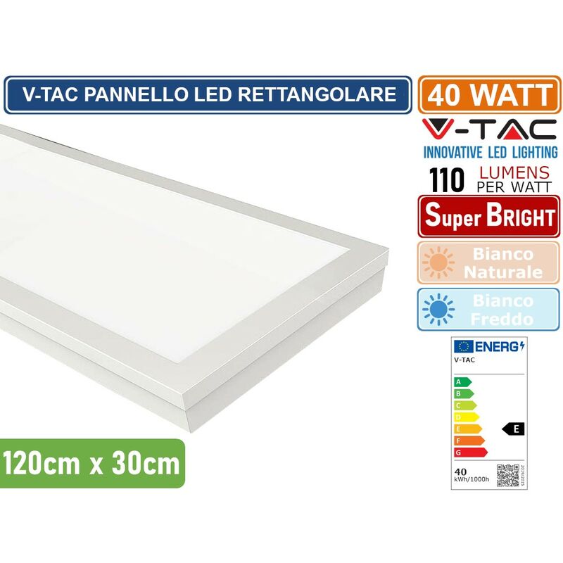 foto del prodotto pannello led 40w 110lm w 1200 300mm montaggio a plafone incasso colore bianco 4000k sku 216625