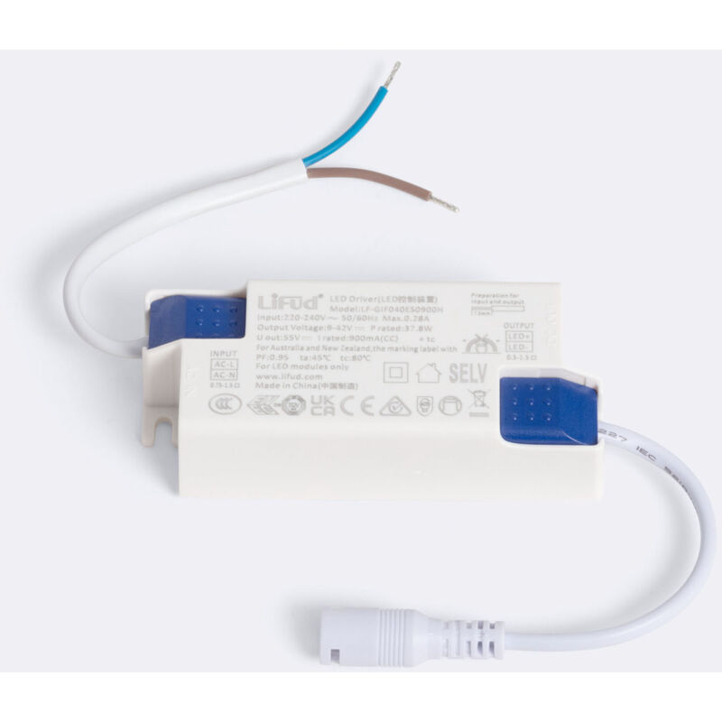 foto del prodotto pannello led 60x60 cm 36w 3600 lm lifud con cavo di sicurezza bianco freddo 6500k lifud no flicker