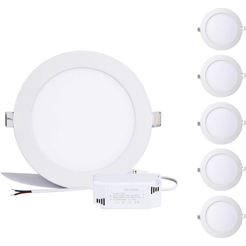 foto del prodotto pannello led da 12 w, non dimmerabile, rotondo, faretto led da incasso, bianco neutro 4000 k, faretto da incasso a soffitto, estremamente piatto,