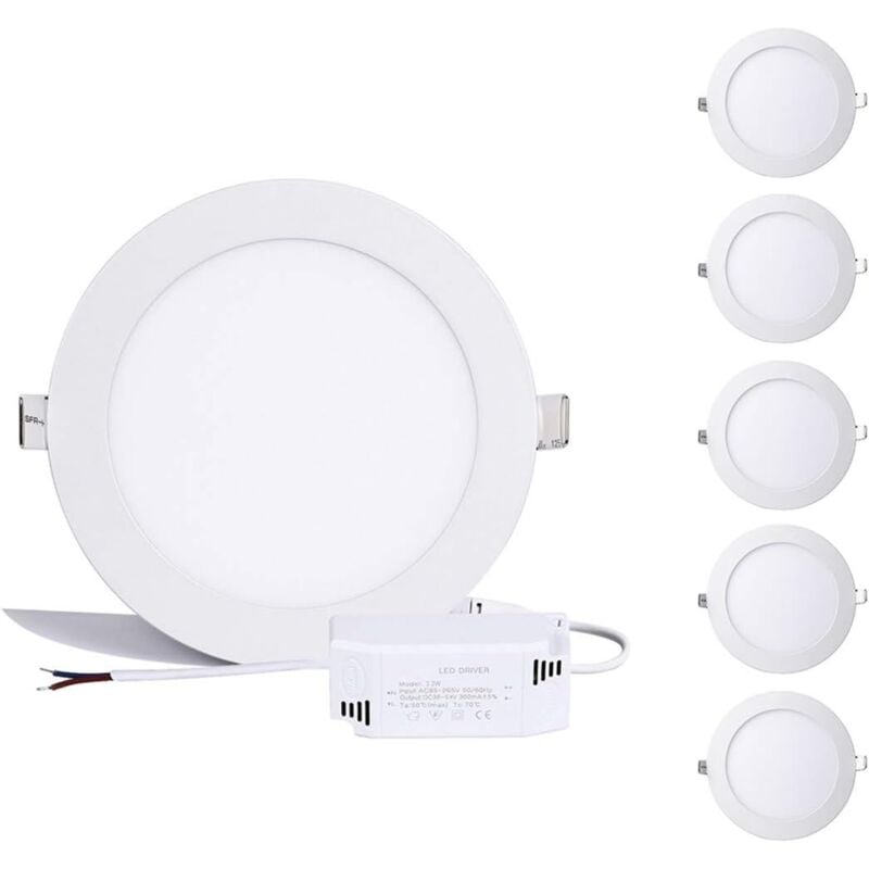 foto del prodotto pannello led da 9 w, faretto rotondo bianco, non dimmerabile, da incasso, estremamente piatto, 720 lm, sostituisce lampada alogena da 80 w 4000 k,