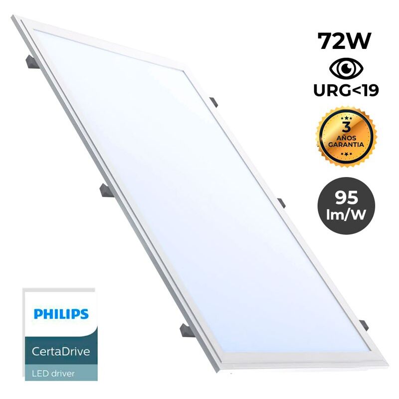 foto del prodotto pannello led da incasso 1200x600mm slim 72w philips driver ugr19 bianco freddo