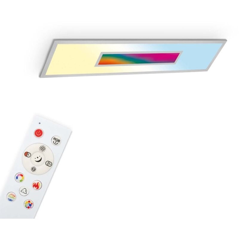 foto del prodotto pannello led rgb, plafoniera led cct, plafoniera rgb centroluce, effetto arcobaleno, telecomando, dimmerabile, colore argento, 1000x250x65mm