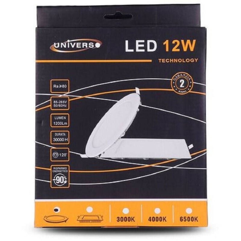 foto del prodotto pannello led slim 12w incasso rotondo in pvc luce caldo naturale freddo p155at bianco caldo trade shop traesio