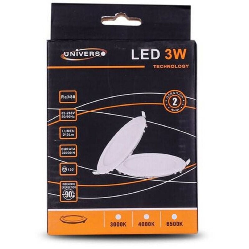 foto del prodotto pannello led slim 3w incasso quadrato in pvc bianco caldo freddo naturale p73aq - -bianco caldo - - trade shop traesio