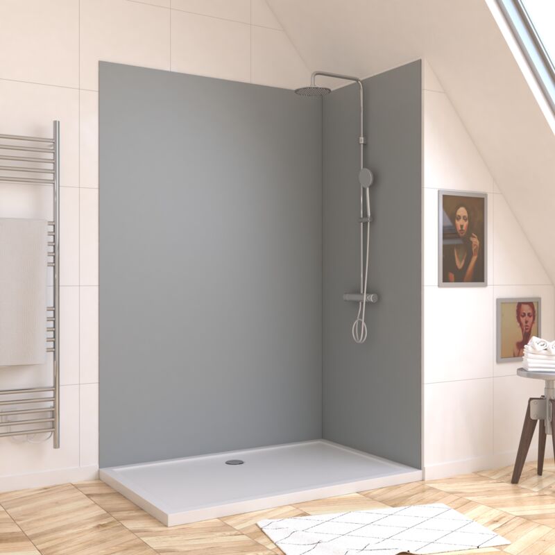 foto del prodotto pannello murale finitura alluminio grigio chiaro silver 120 x 210 cm - wall'it silver