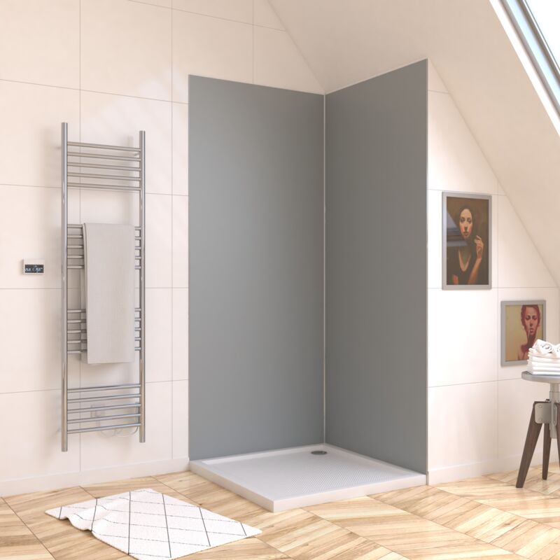 foto del prodotto pannello murale finitura alluminio grigio chiaro silver 90 x 210 cm wall it silver