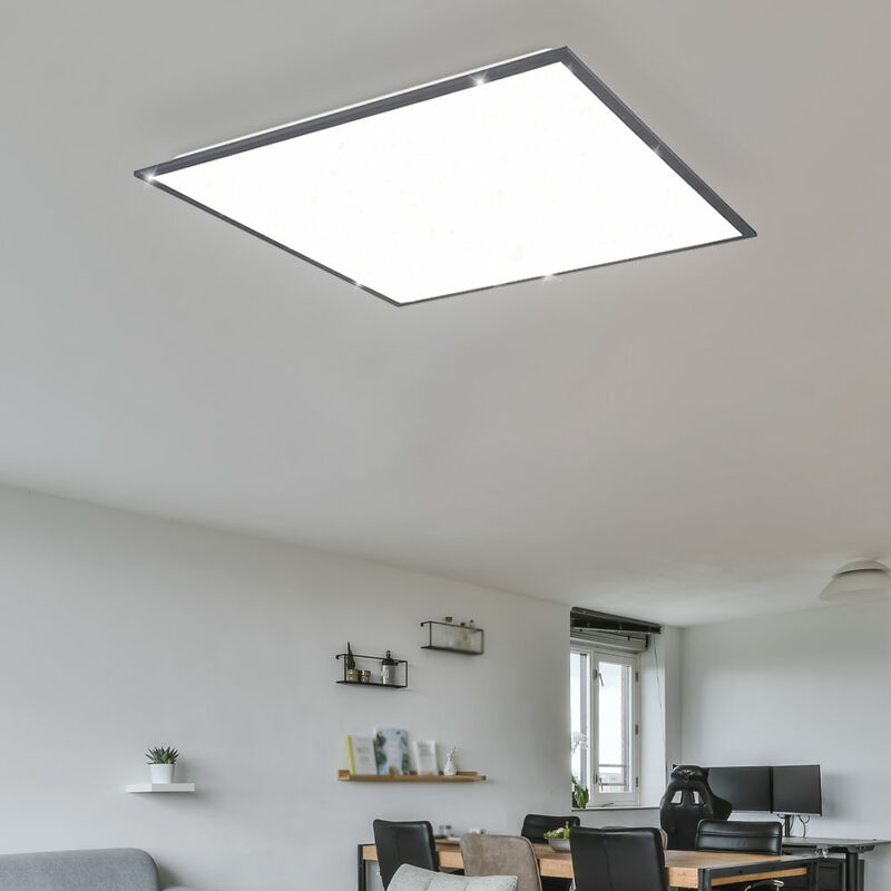 foto del prodotto pannello plafoniera plafoniera cucina pannello led rettangolare, effetto stella, bianco grafite, alu, 1x led 36w 2250lm bianco caldo, lxlxa 59x59x6,5