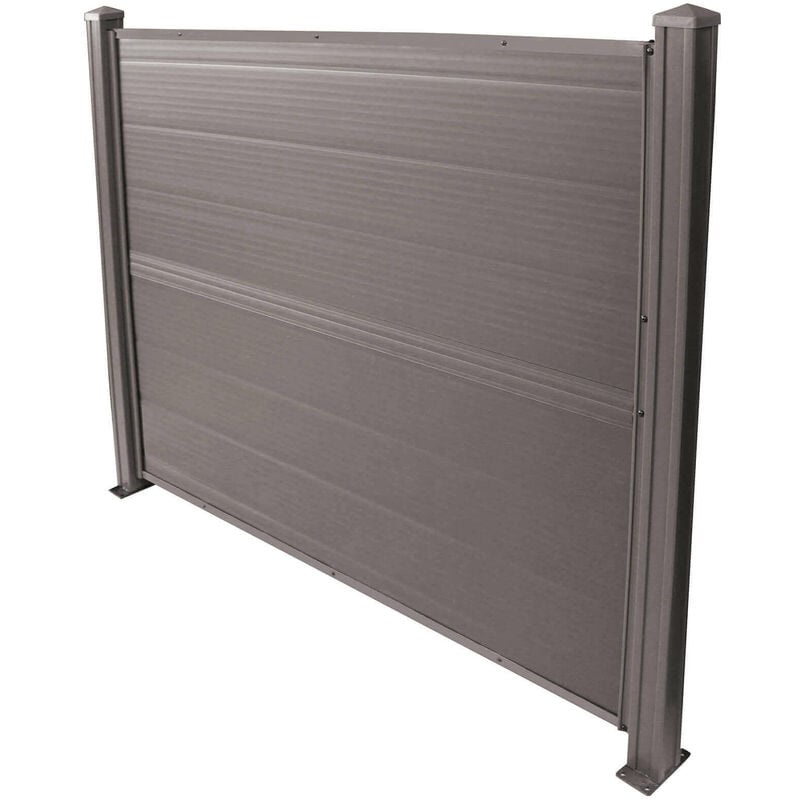 foto del prodotto pannello recinzione privacy frangivento in pvc con pali alluminio 150x120 marrone