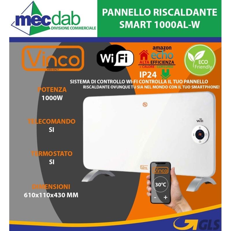 foto del prodotto pannello riscaldante da parete 1000w smart wi-fi vinco