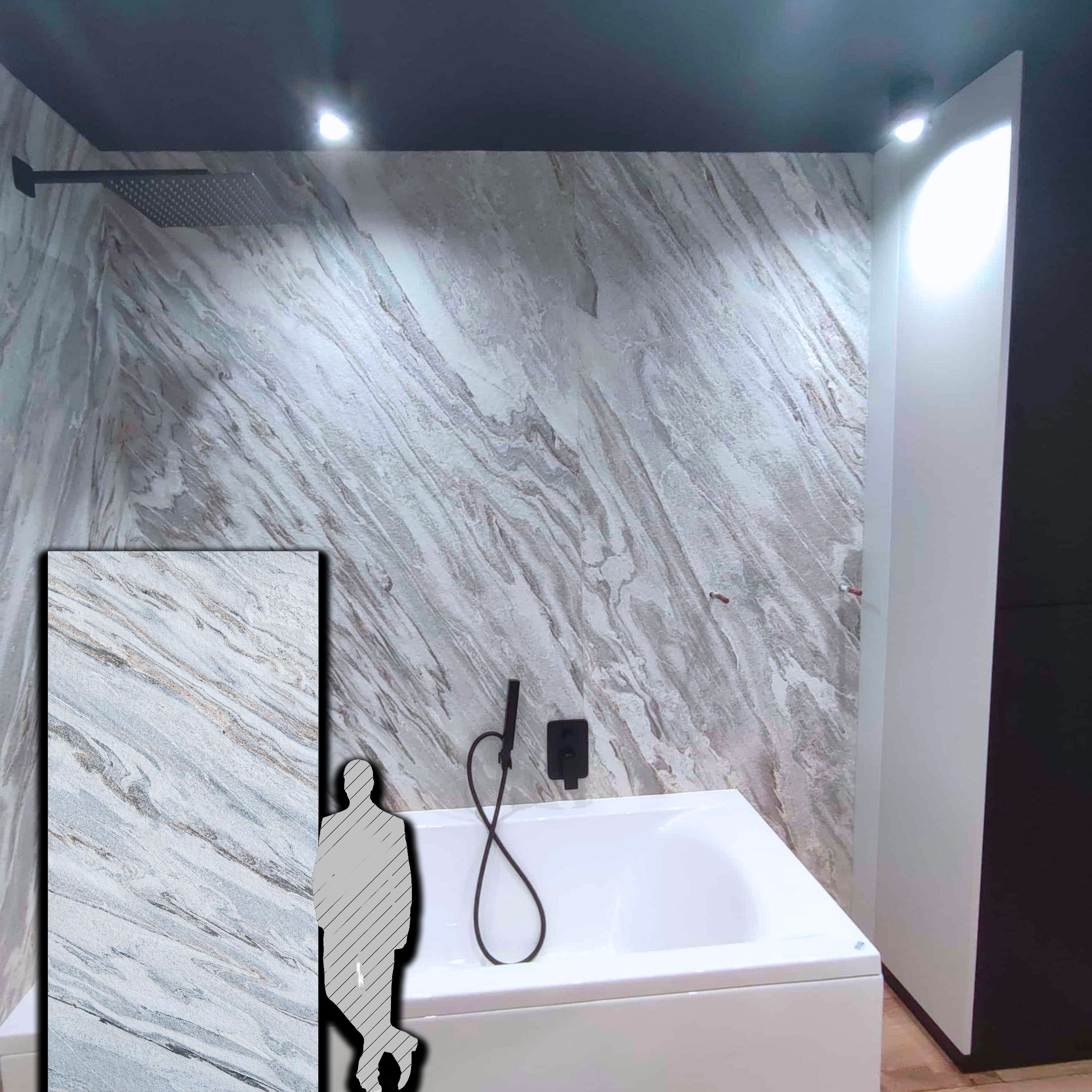 foto del prodotto pannello rivoluzionario di rivestimento interno esterno in vera pietra flessibile 280x122x0,3cm cilian