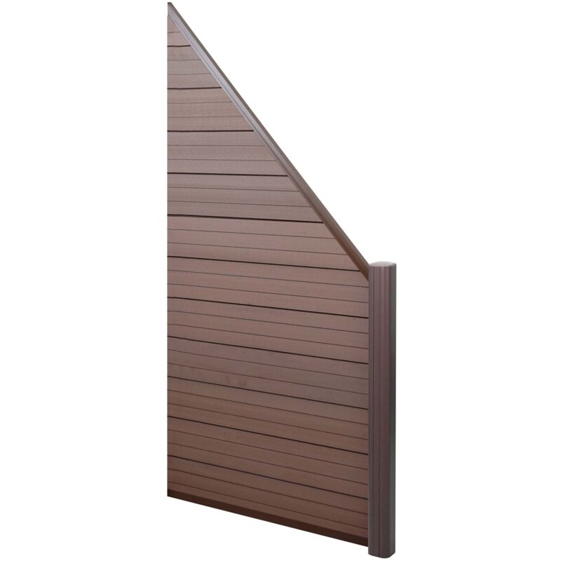 foto del prodotto pannello supplementare frangivento fendivista obliquo dx privacy sarthe wpc alluminio premium 95cm marrone