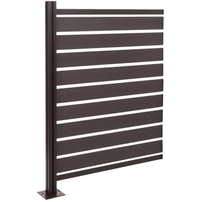 foto del prodotto pannello supplementare recinzione fendivista bidoni box rifiuti hhg 947 alluminio aspetto legno 130x100x6cm antracite