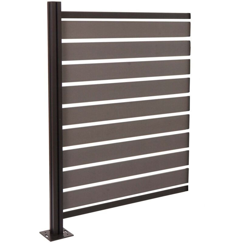 foto del prodotto pannello supplementare recinzione fendivista bidoni box rifiuti hhg 947 alluminio aspetto legno 130x100x6cm grigio