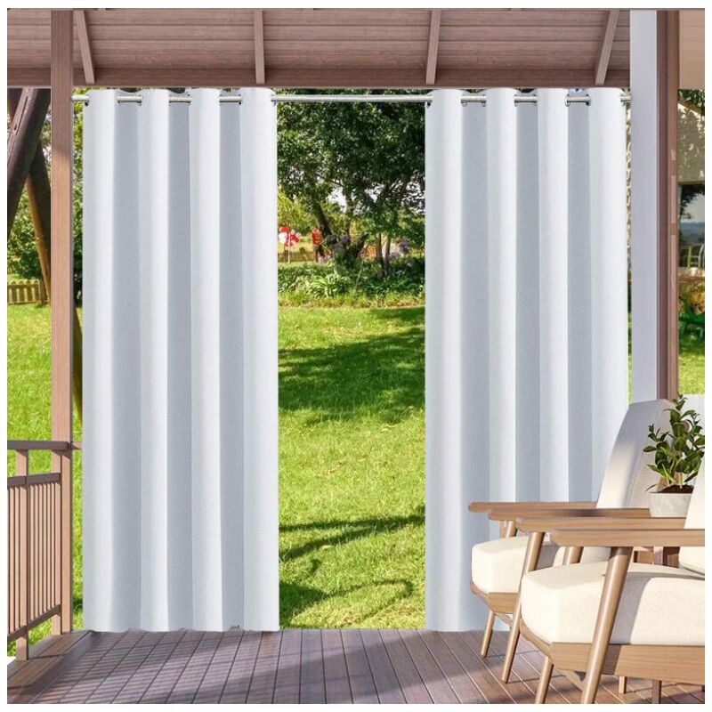 foto del prodotto pannello tenda interna ed esterna con occhielli tende oscuranti per la privacy per pergolato portico gazebo giardino prato corridoio 52 x 84 bianco