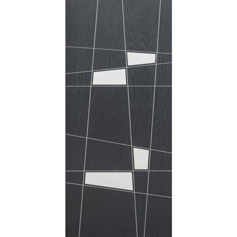 foto del prodotto pannello trap per porta blindata grigio pantografato con inserti moderni