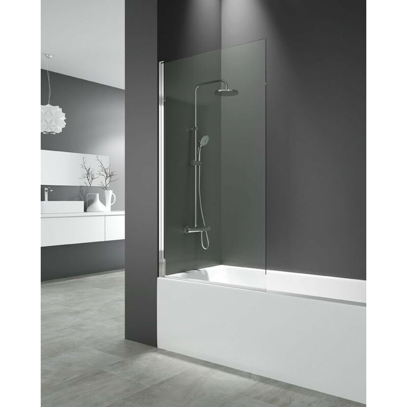 foto del prodotto pannello vasca open a battente estensione 150x85 cm, finiture trasparente