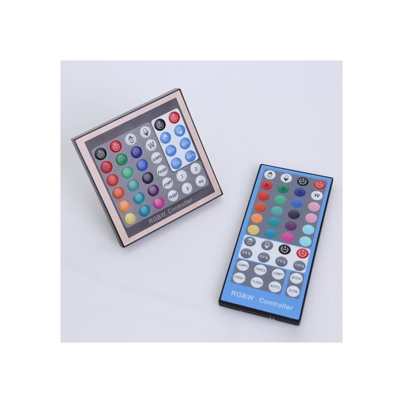 foto del prodotto pannello y telecomando para strisce leds rgbw 12 24vdc hasta 192 384w