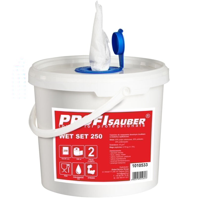 foto del prodotto panni in secchiello con dispenser per ammollo profisauber wet set 250